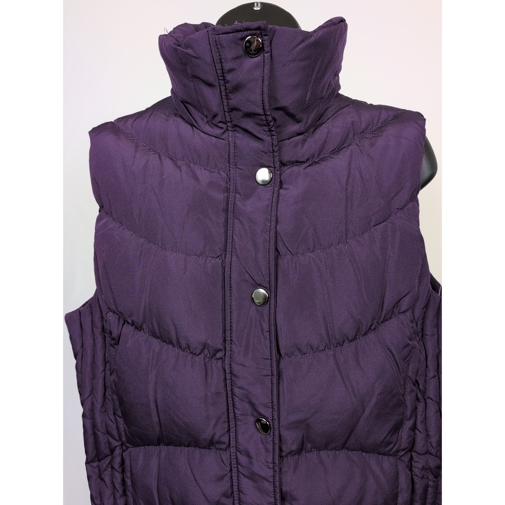 Ladies Kenneth Cole Reaction Purple Zip & Snap Front Vest Sz L 60% Down Filling - Picture 3 of 9